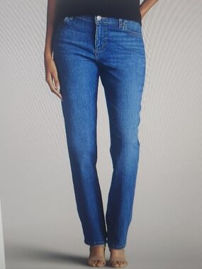 Lee Stretch Relaxed-fit Mid-rise Straight-Leg, Blue Jeans, Size: 6 Petite